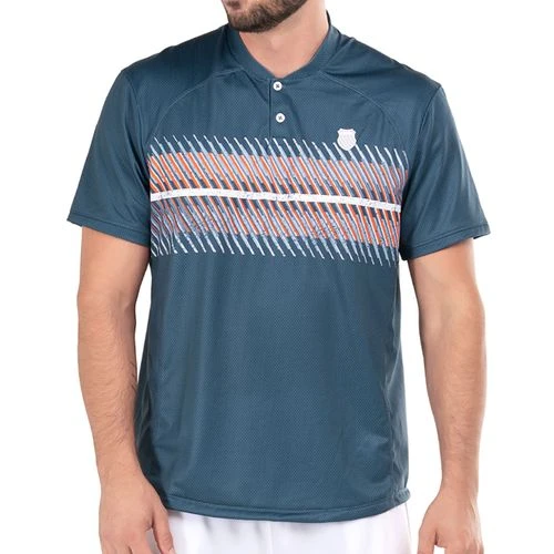 K-Swiss K Swiss Orion Blue & Polaris Short Sleeve Henley - Image 3